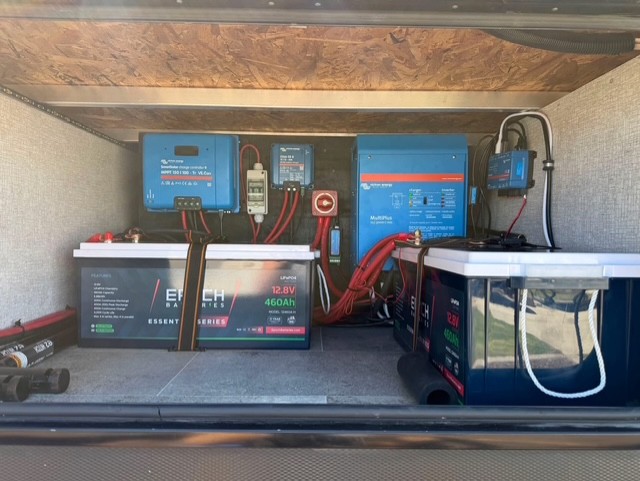 Victron electrical equipment and Epoch lithium batteries installed in an RV